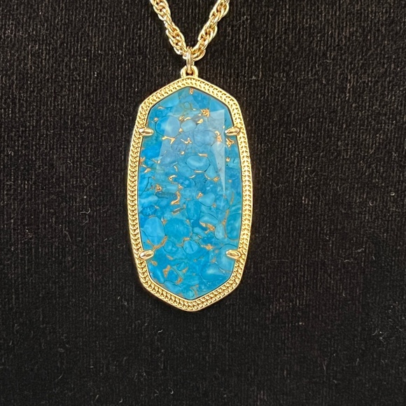 Kendra Scott Rae Bronze Veined Turquoise Magnesite Gold - Picture 3 of 6